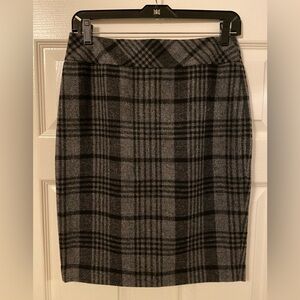 LOFT Black and Gray Plaid Pencil Skirt
